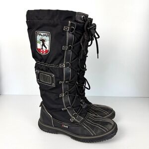 Pajar Canada Women Nylon Lace Up Knee‎ High Duck Snow Winter Boots Tall 39 8 8.5